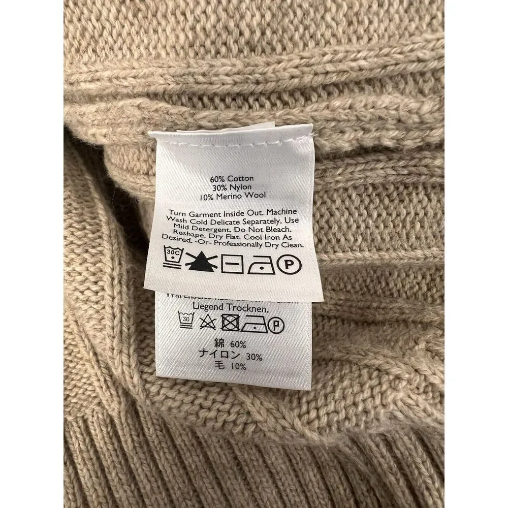 Eddie Bauer Seattle‎ Sweater Womens Med Beige Fair Isle Cardigan Buttons Pocket - Picture 6 of 9